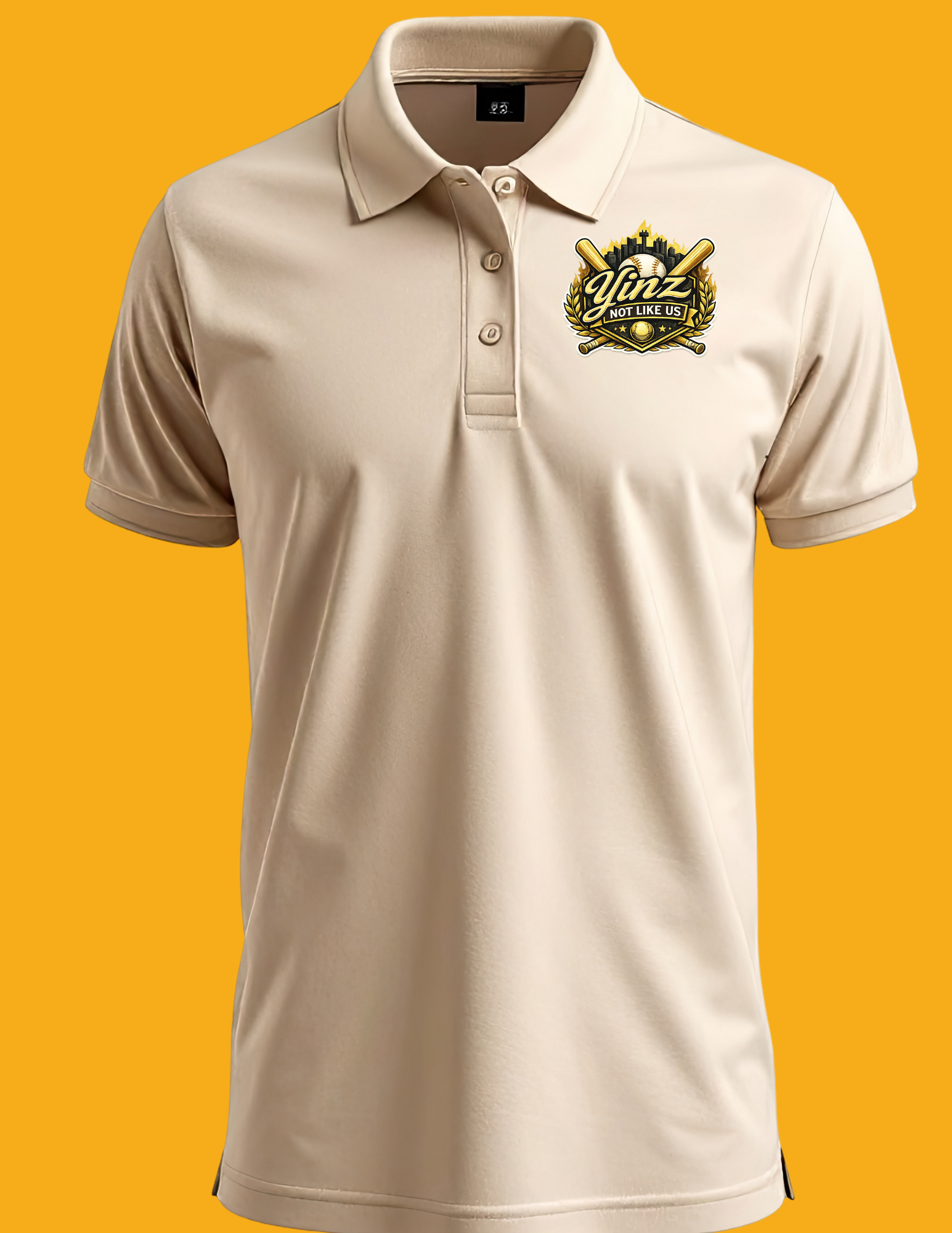 YINZ NOT LIKE US - Baseball Polo Shirt (Beige)